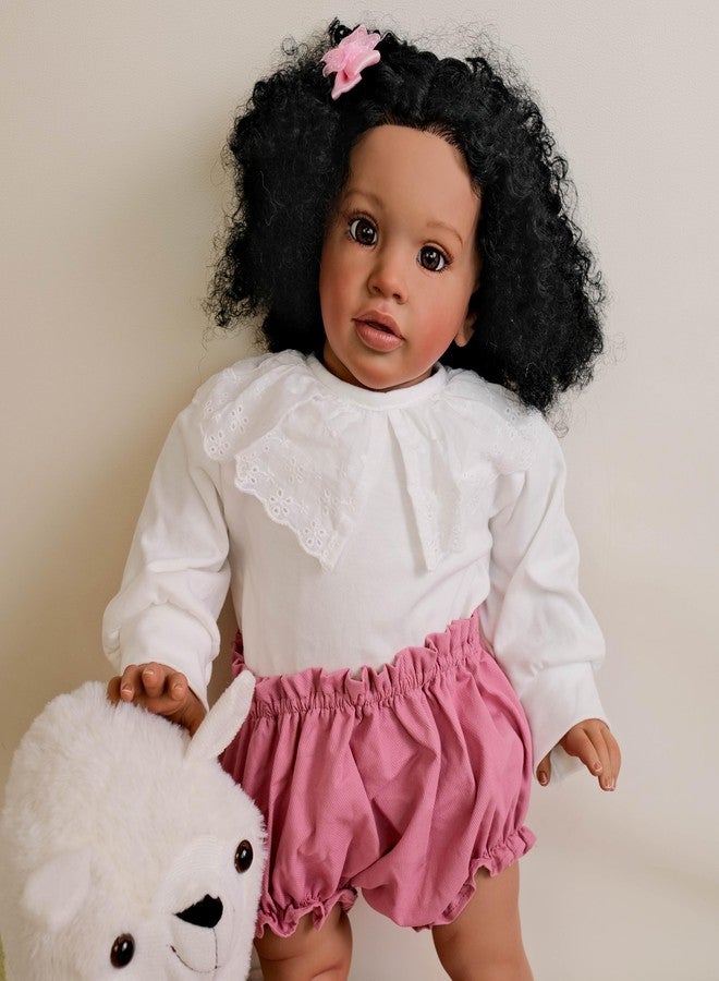 Anano Big Size Black Reborn Baby Dolls Pippa - African American Biracial Babies, 26 Inch Realistic Toddler Reborn Doll, Dark Skin Silicone Dolls, Soft Cloth Body - Image 3